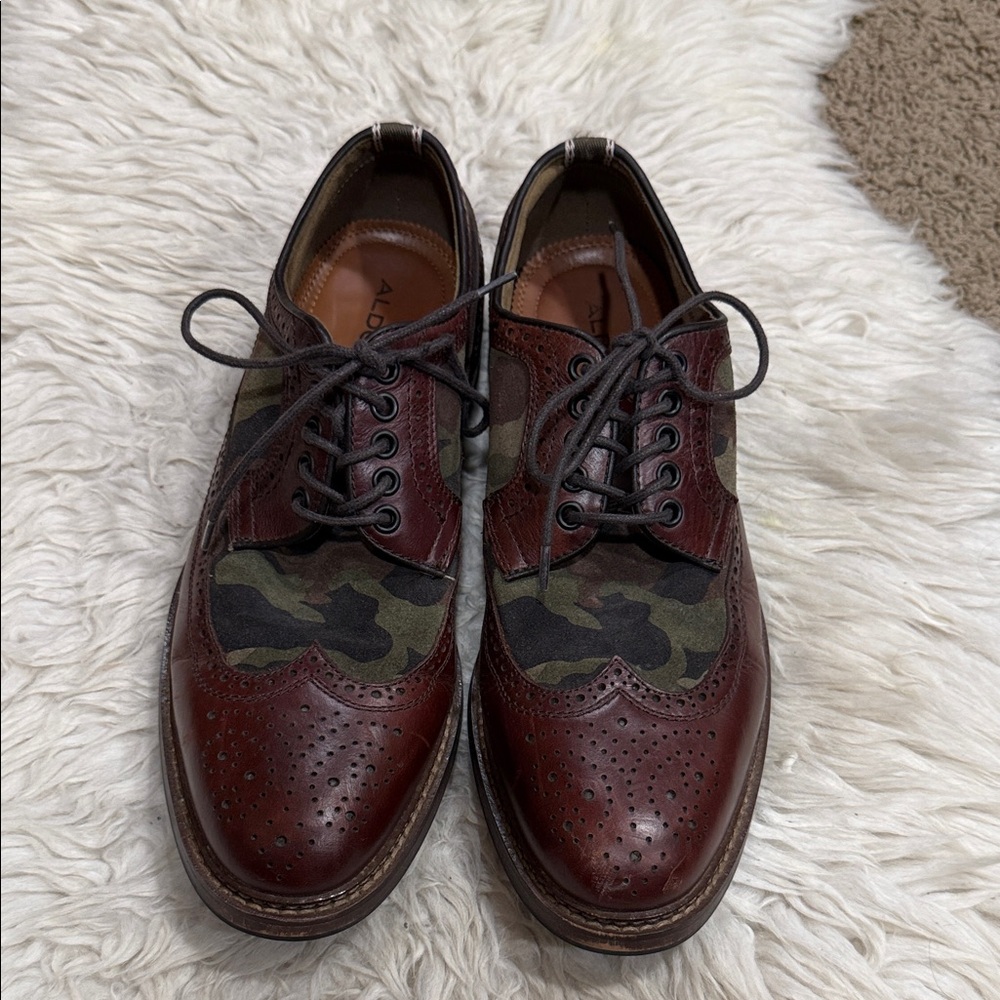 Aldo Wingtip Oxford Dress Shoes
Camouflage/Brown Men's‎ Size 9 Eur 42